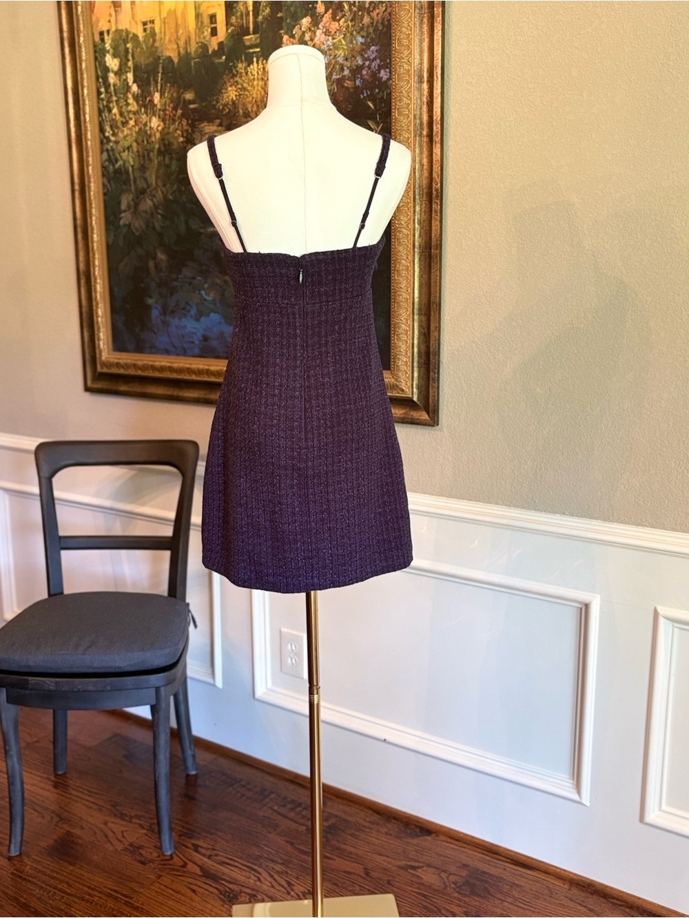 Abercrombie & Fitch Navy Tweed Mini Dress with Adjustable Straps Sz XS NWOT - Picture 6 of 10